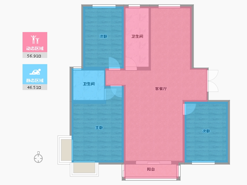 河北省-唐山市-观湖景园-127.54-户型库-动静分区