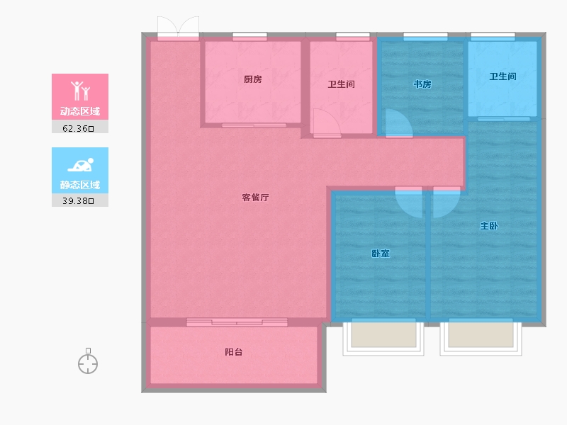 上海-上海市-市北华庭-92.06-户型库-动静分区