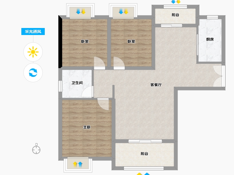 江西省-南昌市-聚贤雅苑-92.00-户型库-采光通风