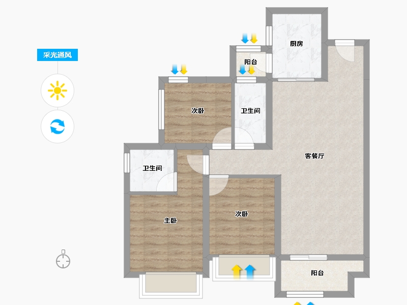 山东省-济南市-昌建·君悦府-73.90-户型库-采光通风