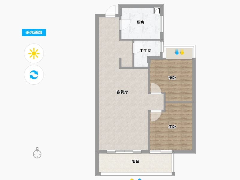 上海-上海市-东方悦澜-69.60-户型库-采光通风