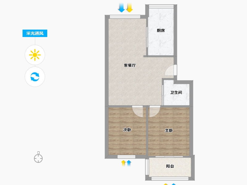 浙江省-宁波市-联丰北区-57.62-户型库-采光通风