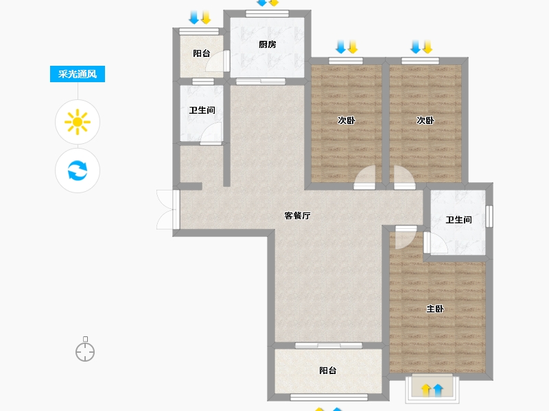 河南省-开封市-清风雅居-104.00-户型库-采光通风