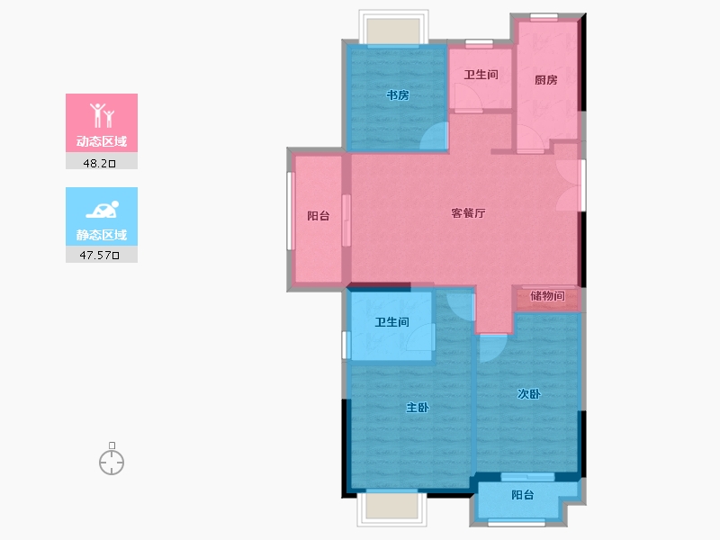 江西省-南昌市-南昌嘉福·未来城-86.40-户型库-动静分区