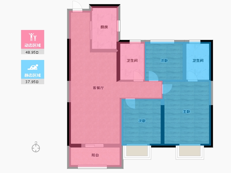 上海-上海市-花桥中骏世界城-76.99-户型库-动静分区