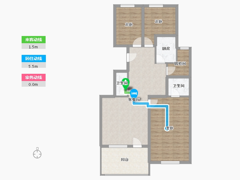 北京-北京市-北街家园(八区)-90.02-户型库-动静线