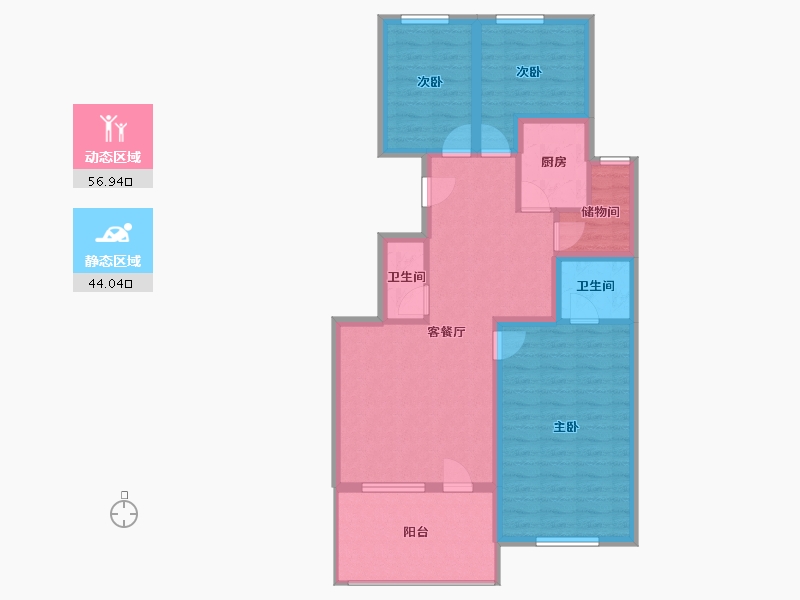 北京-北京市-北街家园(八区)-90.02-户型库-动静分区