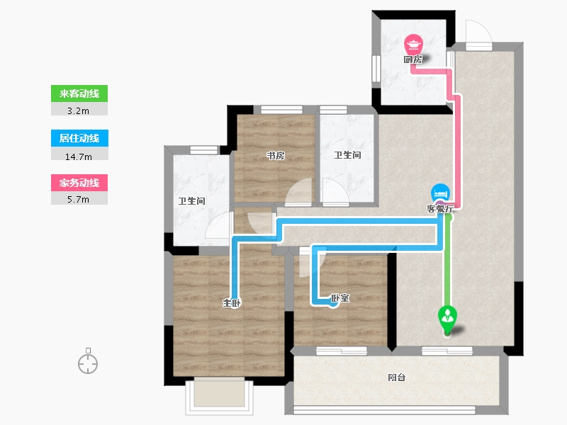 浙江省-宁波市-慧澜学府-76.00-户型库-动静线