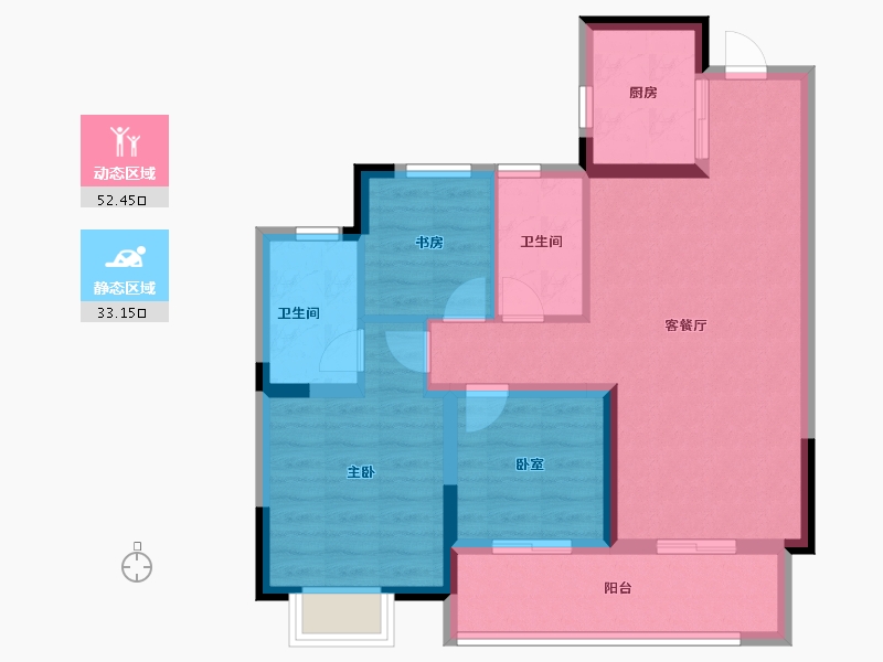 浙江省-宁波市-慧澜学府-76.00-户型库-动静分区