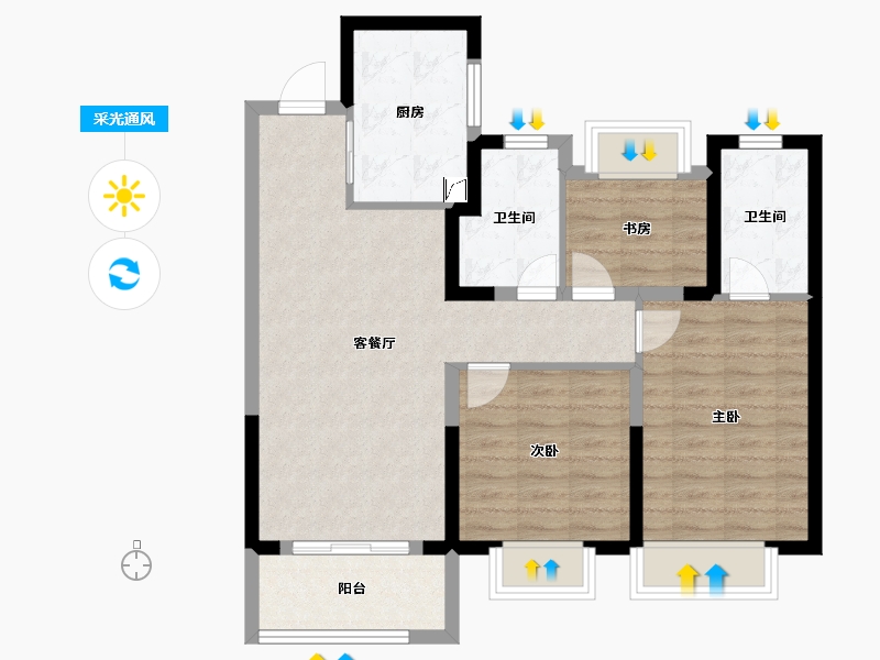 上海-上海市-中铁湖光逸景-79.20-户型库-采光通风