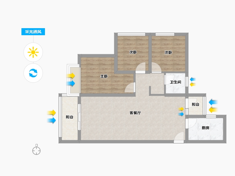 山东省-济南市-昌建·君悦府-71.80-户型库-采光通风