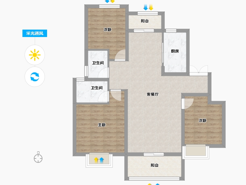 山东省-济南市-昌建·君悦府-89.85-户型库-采光通风