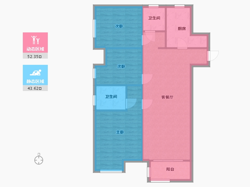 江苏省-苏州市-双湾花园-一期-93.00-户型库-动静分区