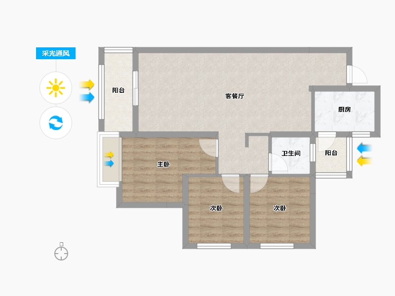 山东省-济南市-昌建·君悦府-72.36-户型库-采光通风