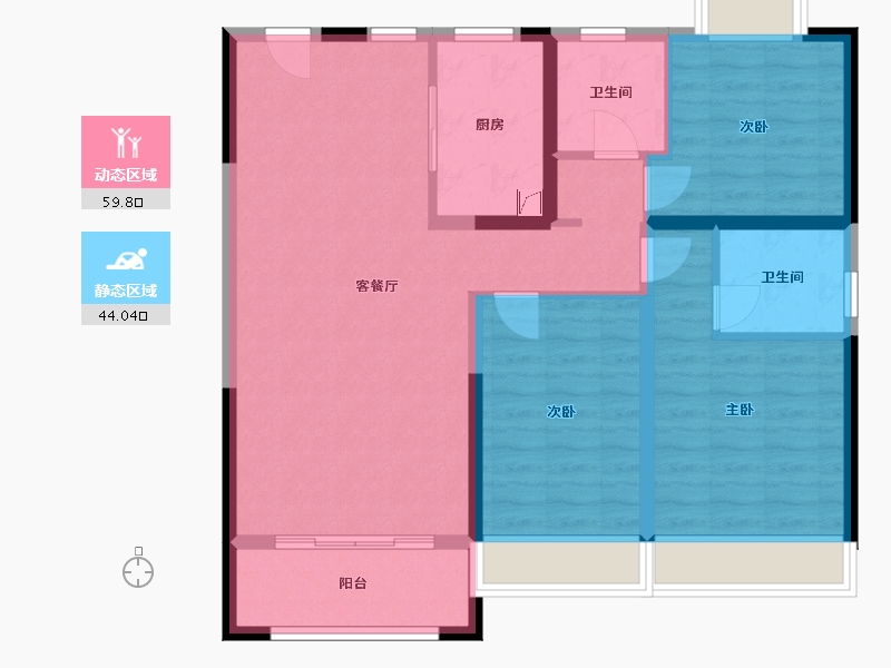 陕西省-安康市-开亮崇德苑-102.00-户型库-动静分区