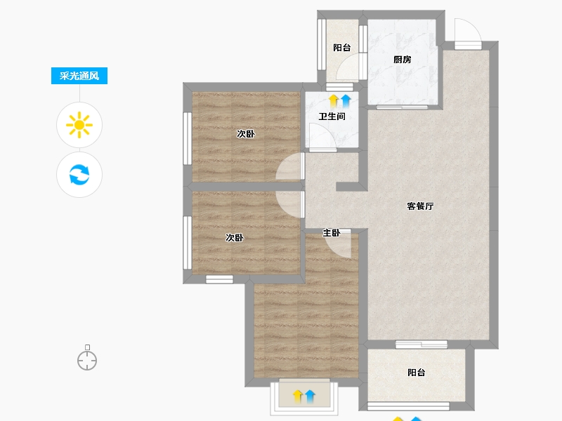 山东省-济南市-昌建·君悦府-72.24-户型库-采光通风