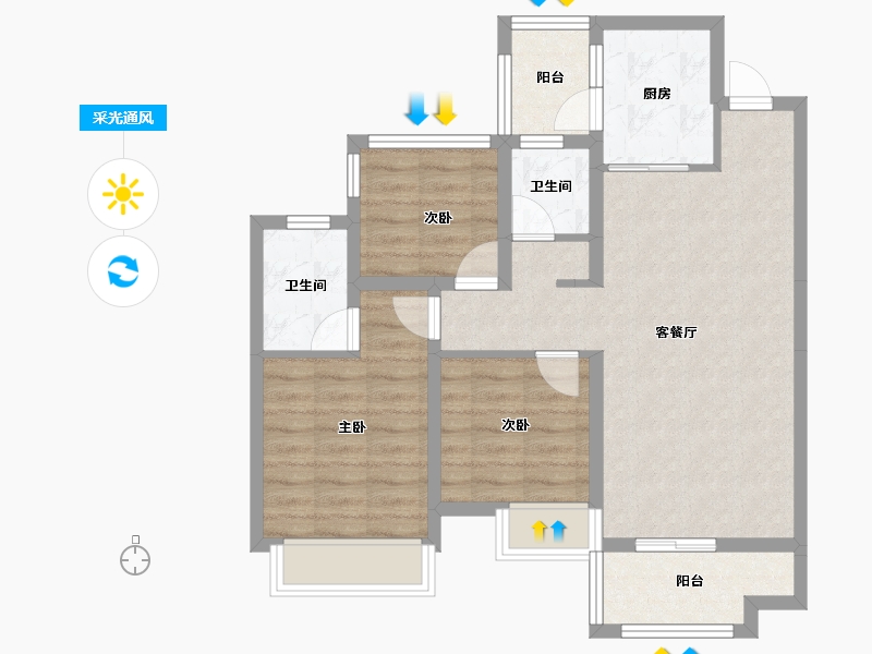 山东省-济南市-昌建·君悦府-75.92-户型库-采光通风