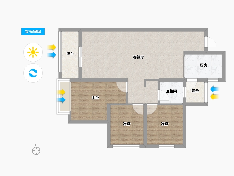 山东省-济南市-昌建·君悦府-72.46-户型库-采光通风