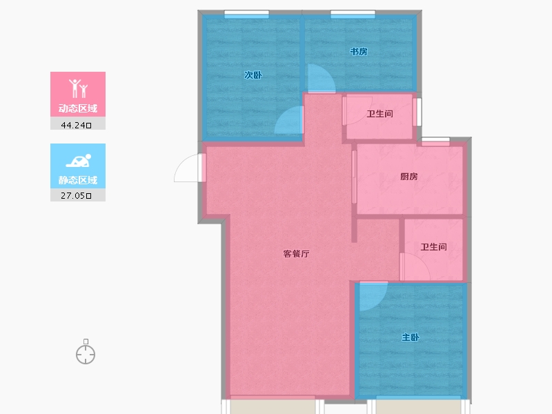 北京-北京市-北清橡树湾-64.05-户型库-动静分区