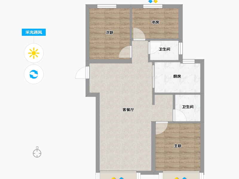 北京-北京市-北清橡树湾-64.05-户型库-采光通风