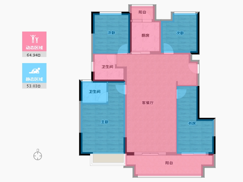 四川省-成都市-牧山溪岸-105.85-户型库-动静分区