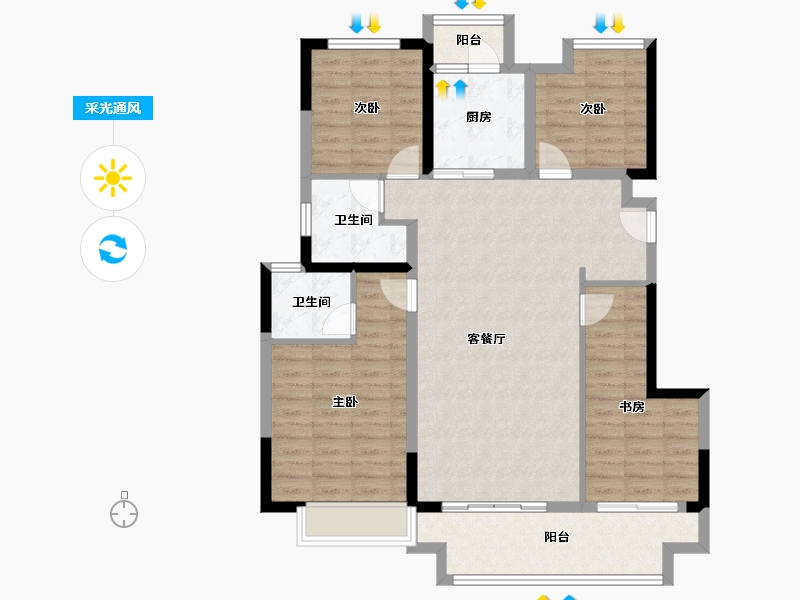 四川省-成都市-牧山溪岸-105.85-户型库-采光通风