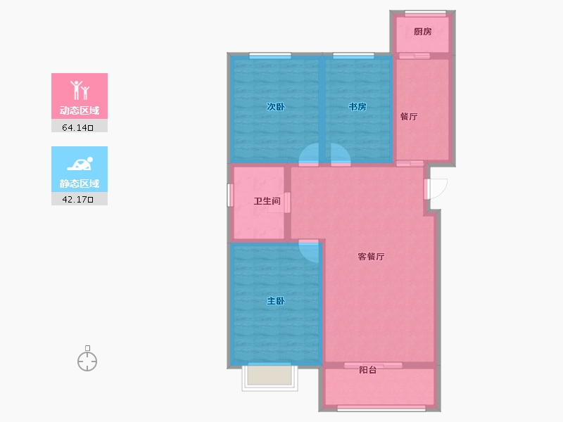 河北省-张家口市-诚品幸福城-94.97-户型库-动静分区