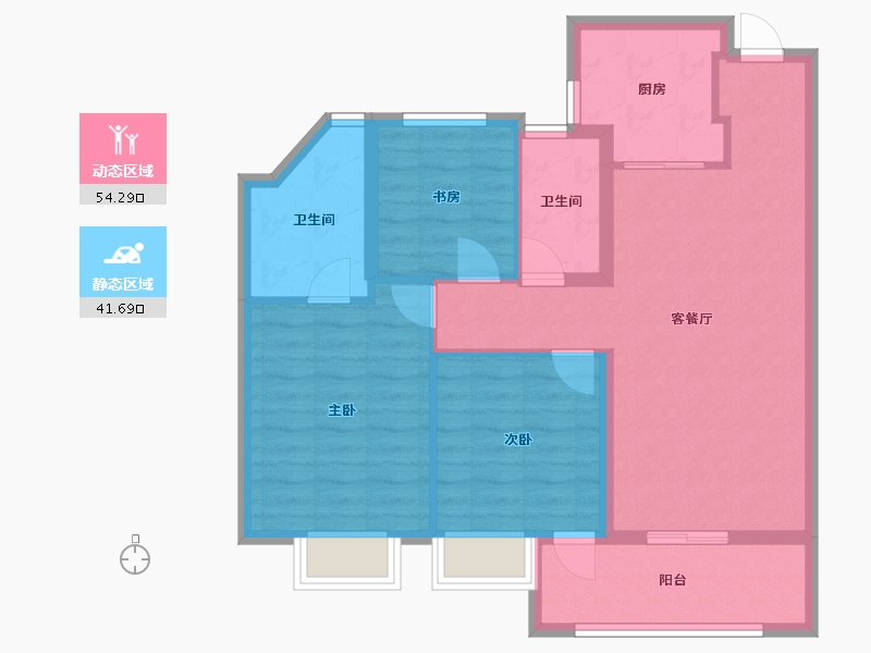 上海-上海市-招商南山虹桥璀璨领峯-86.12-户型库-动静分区