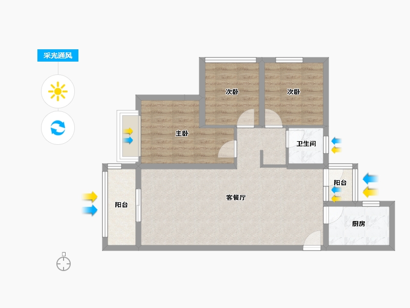 山东省-济南市-昌建·君悦府-71.76-户型库-采光通风