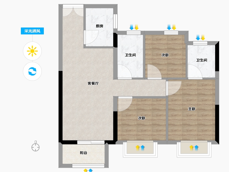 福建省-三明市-冠泰状元里-70.00-户型库-采光通风