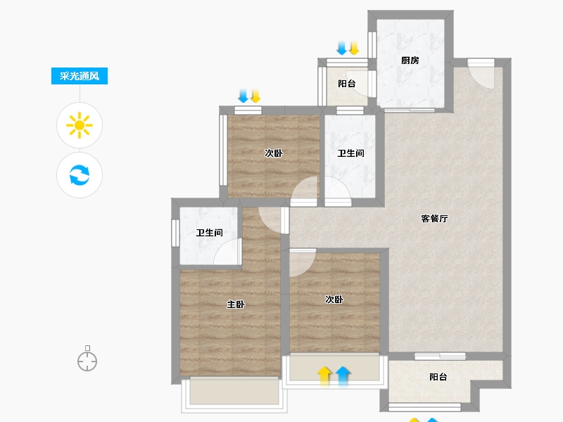 山东省-济南市-昌建·君悦府-73.75-户型库-采光通风