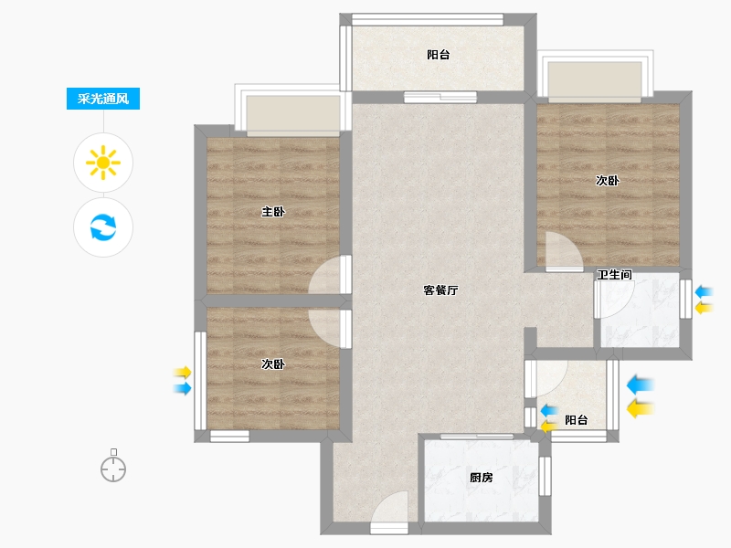 山东省-济南市-昌建·君悦府-70.77-户型库-采光通风