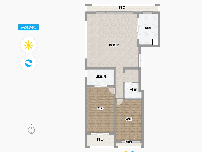 上海-上海市-东方悦澜-111.20-户型库-采光通风