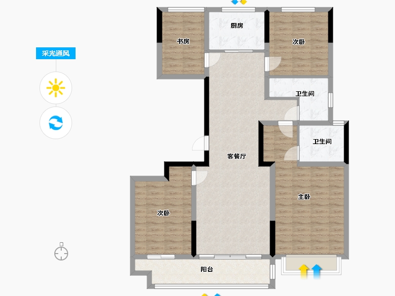 山东省-菏泽市-君子佳园-115.98-户型库-采光通风