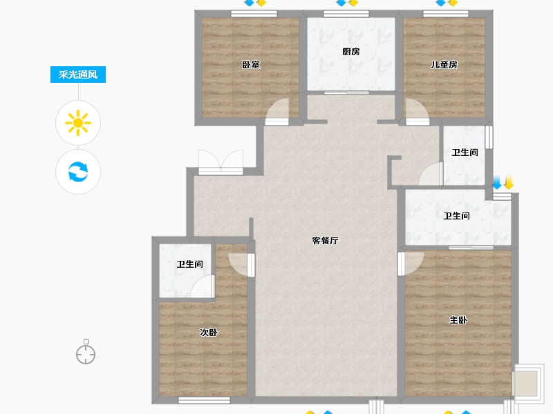 北京-北京市-中建·上源府-122.88-户型库-采光通风