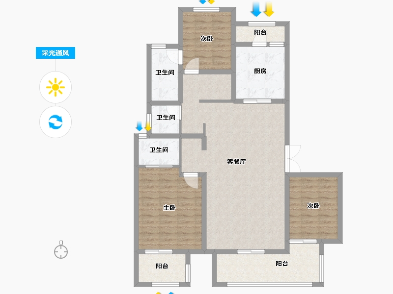 山东省-济南市-昌建·君悦府-111.06-户型库-采光通风