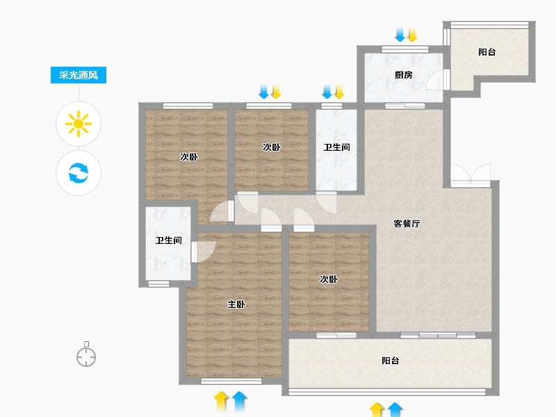 四川省-宜宾市-丽雅龙汐台-128.00-户型库-采光通风