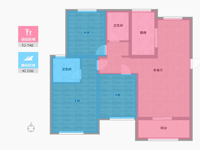 内蒙古自治区-巴彦淖尔市-金岸国际-95.00-户型库-动静分区