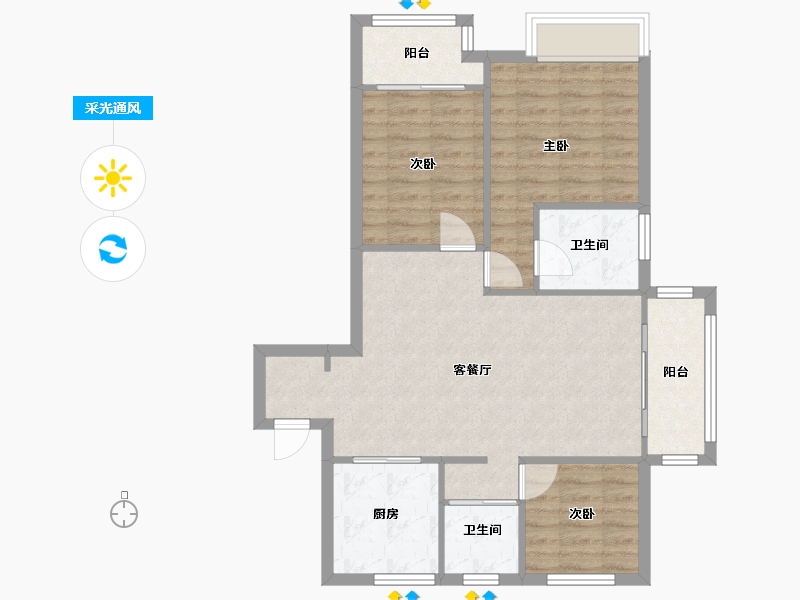 江苏省-无锡市-红豆东方财富广场-67.00-户型库-采光通风