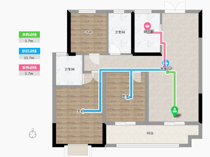 江苏省-泰州市-皇廷御苑-90.00-户型库-动静线