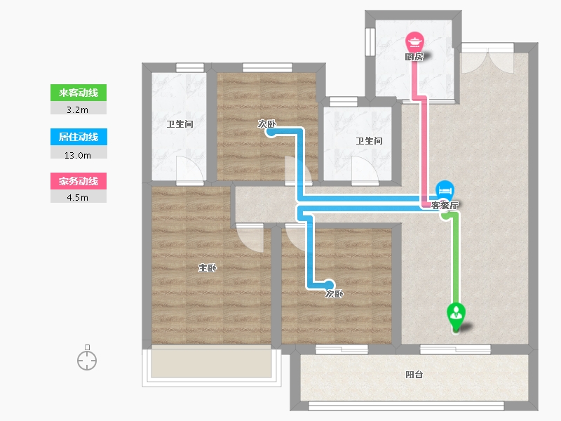 浙江省-温州市-中楠府展示中心-75.43-户型库-动静线