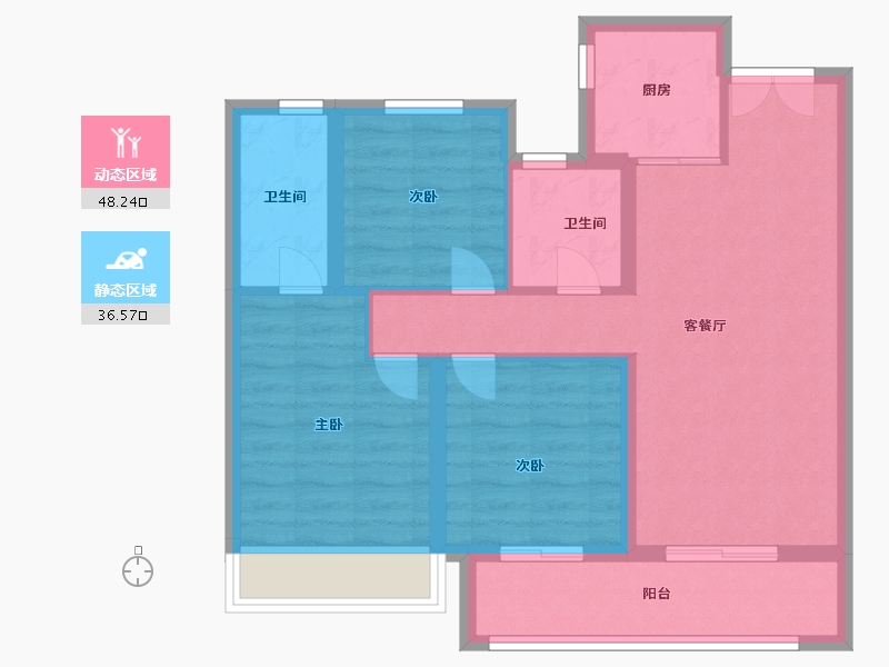 浙江省-温州市-中楠府展示中心-75.43-户型库-动静分区