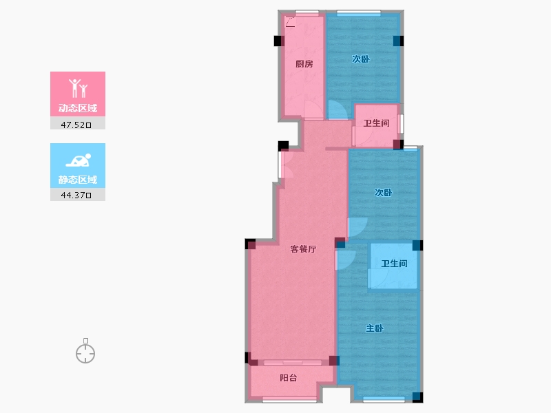 浙江省-金华市-悦公馆-89.83-户型库-动静分区