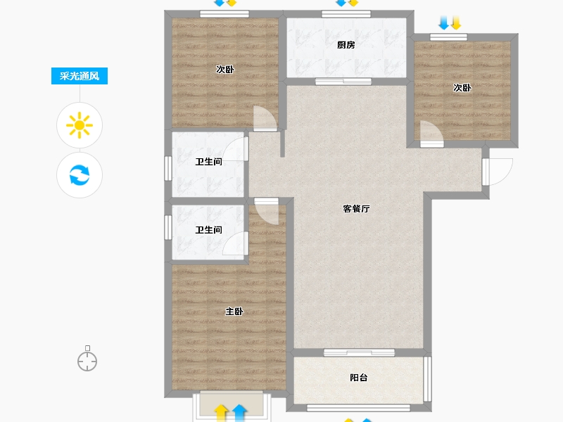 河南省-开封市-海洋幸福里三期-110.00-户型库-采光通风