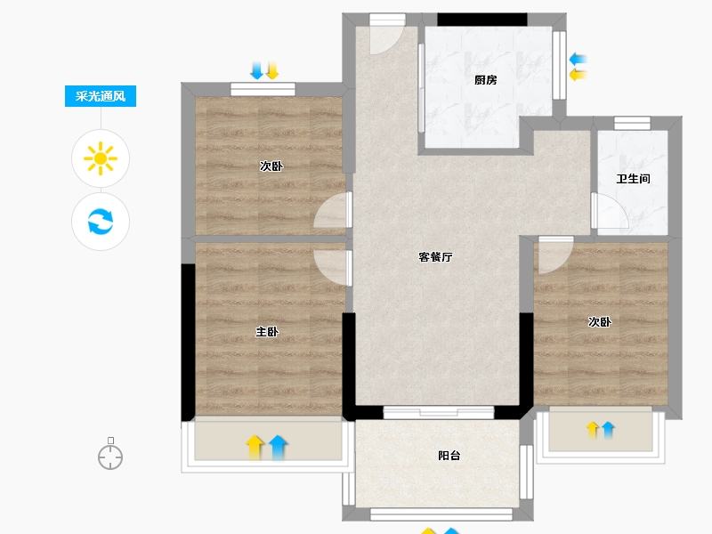 福建省-漳州市-阳光城大唐翡丽印象-57.96-户型库-采光通风