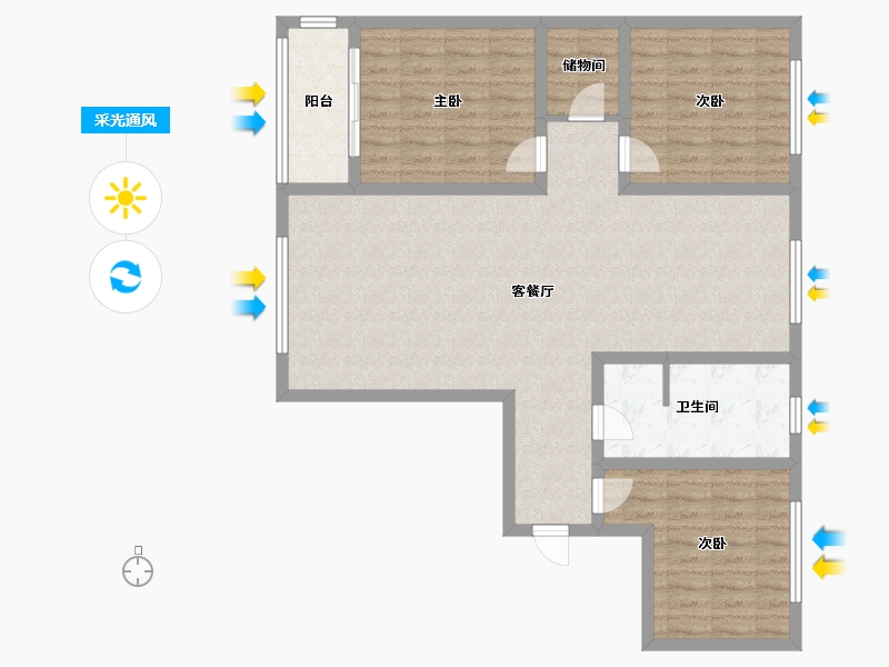 甘肃省-天水市-御怡嘉园-105.60-户型库-采光通风