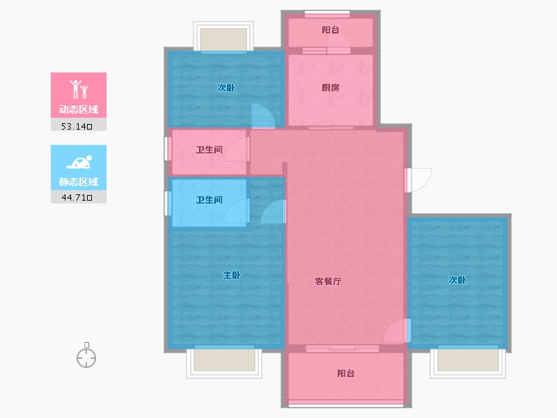 贵州省-遵义市-碧桂园-93.00-户型库-动静分区