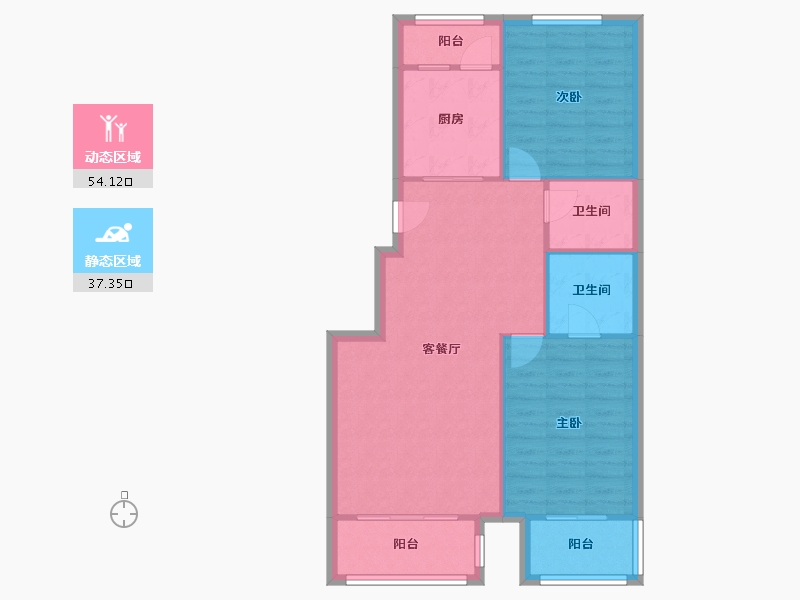 陕西省-西安市-紫薇田园都市-85.00-户型库-动静分区