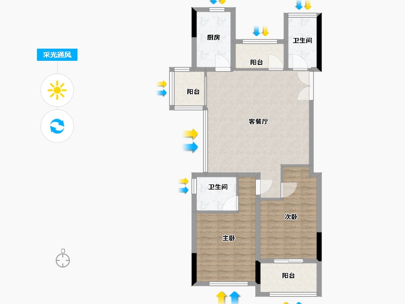 浙江省-台州市-荣远璟廷-96.00-户型库-采光通风