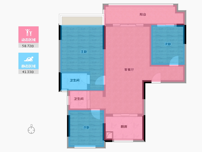 河南省-三门峡市-渑池碧桂园-90.00-户型库-动静分区